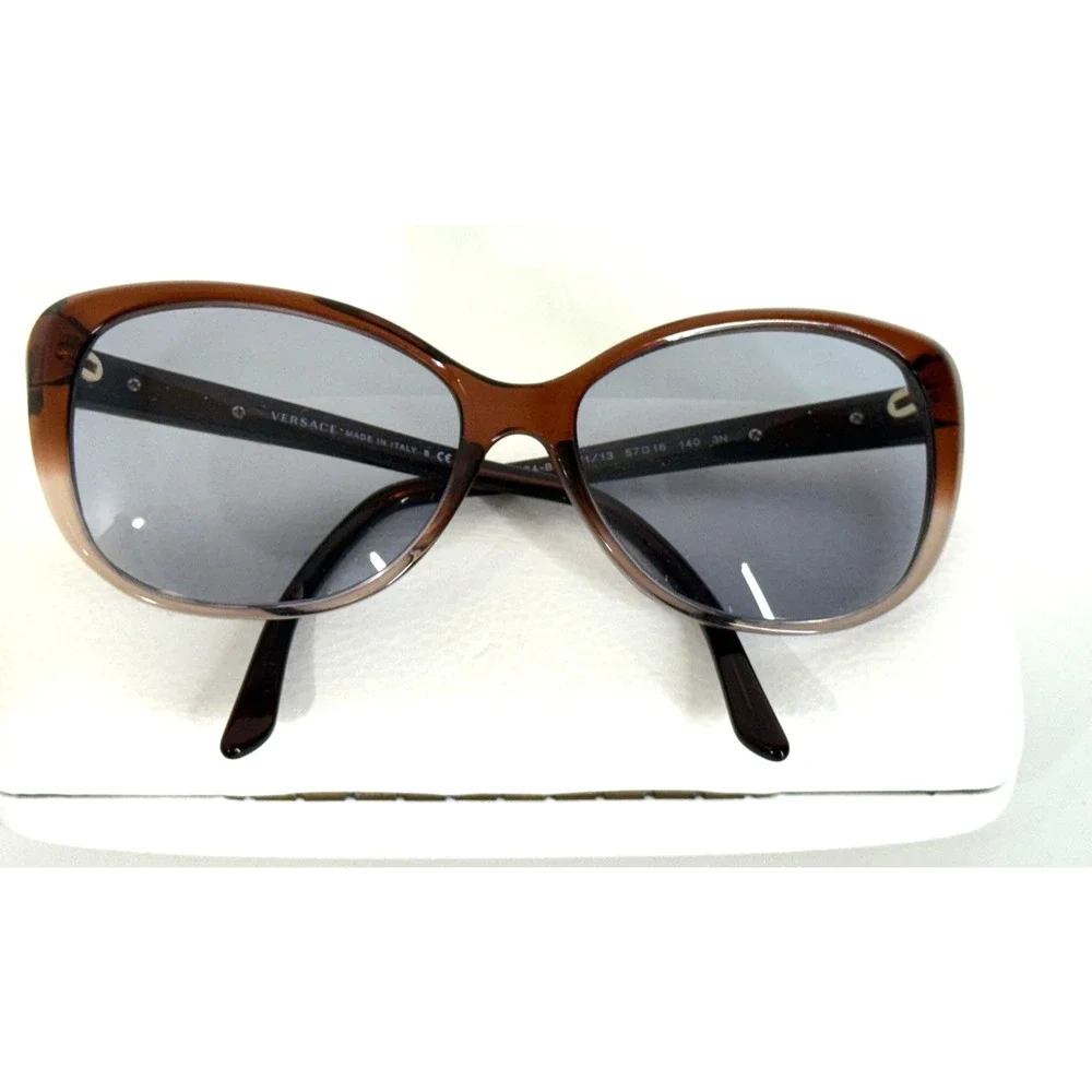 Versace 4264-B 57016 Sunglasses Frames Only, Brown Greca, 140mm, Made In Italy